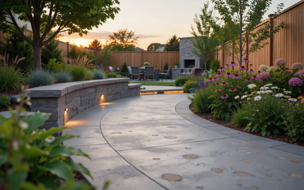 Decorative exposed aggregate concrete walkways