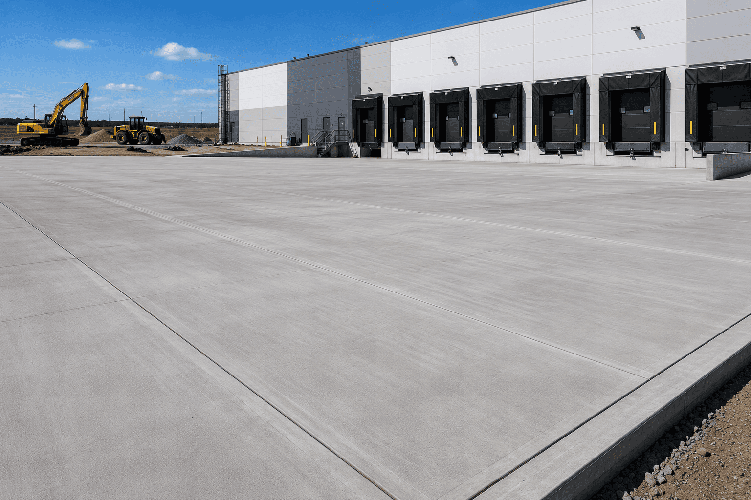 Reinforced commercial concrete floor at a manufacturing facility in Waterloo.