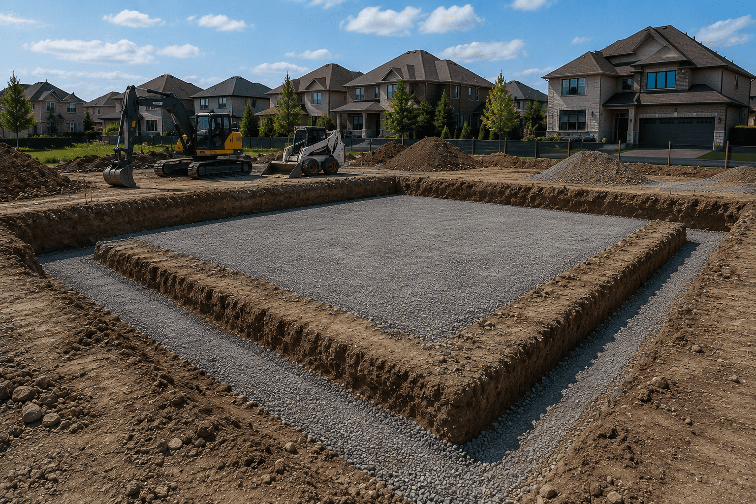Precision site grading completed for residential construction in Waterloo.
