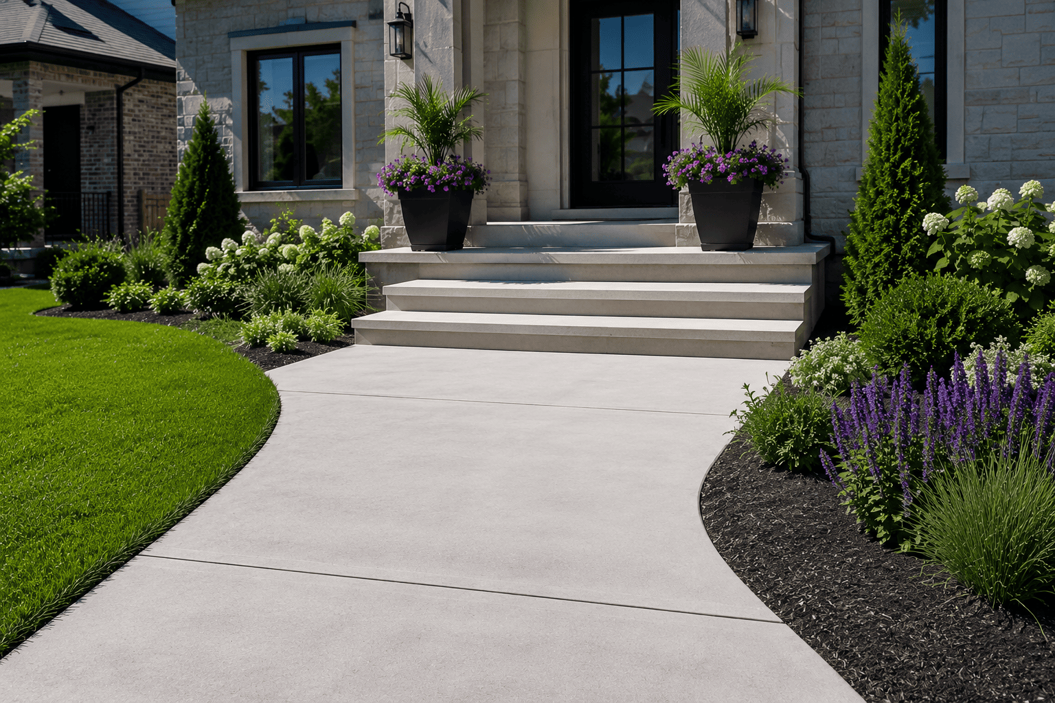 Residential concrete installation process using professional equipment in Guelph, Ontario.